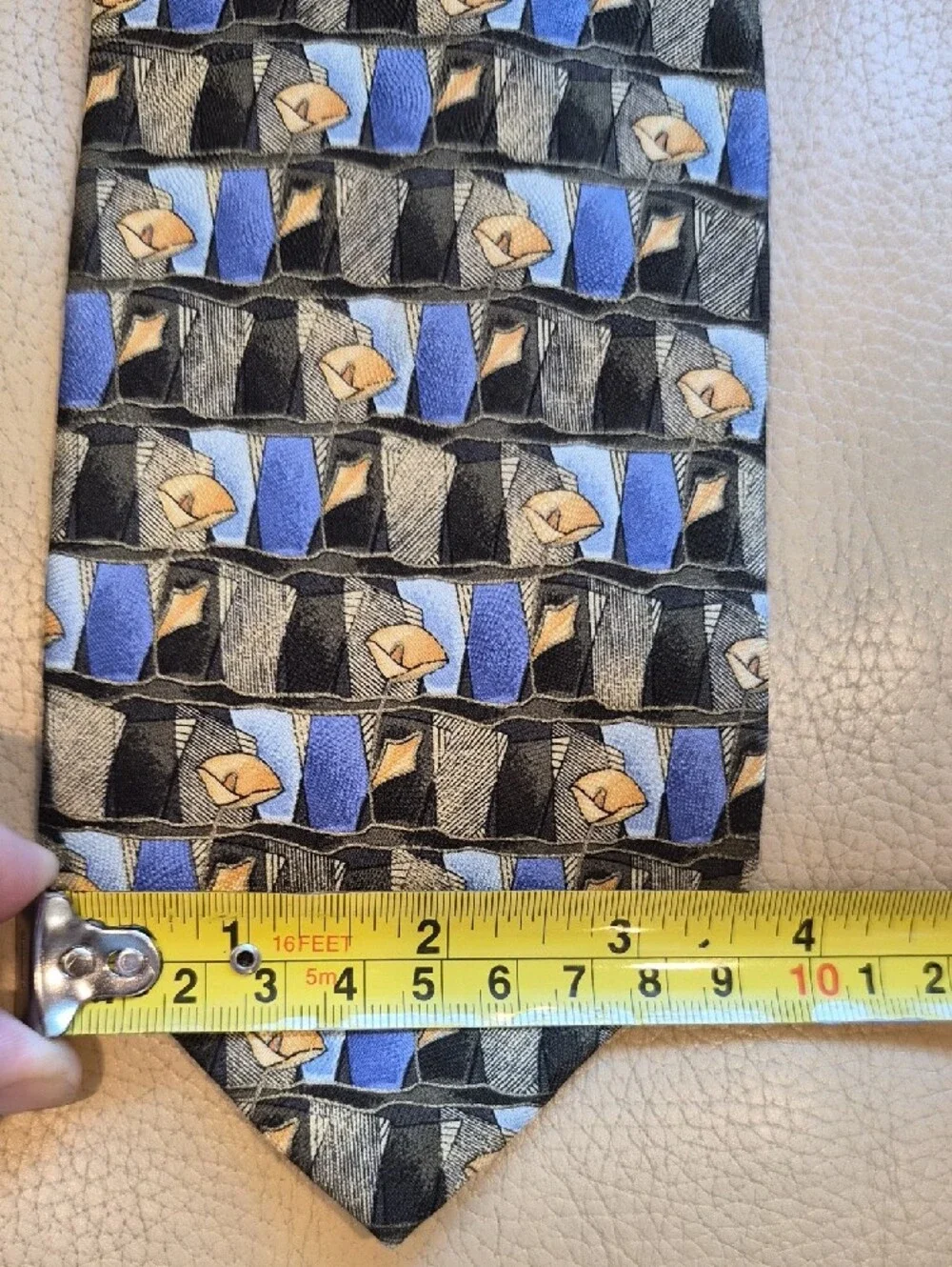 Ermenegildo Zegna Silk Made In Italy Geometric Pattern Tie in Blue,Green and Tan